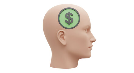 Isolated Head with Dollar Sign Money Thought