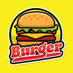 Burger Logo Design with Soft Color and Circle Background.eps
