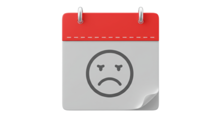 Isolated Calendar with Sad Face
