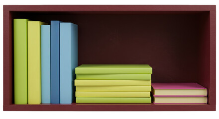 Isolated Bookshelf with Colorful Books
