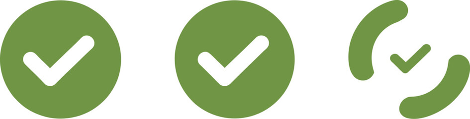 Green check mark and red cross icon set. Circle and square. Tick symbol in green color, vector illustration.
