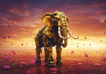 Mythic Robot Elephant with Glowing Tusks