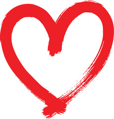 Red love heart made of rough strokes isolated over white background for Valentine s Day, wedding or other purpose. Hand drawing vector illustration.

