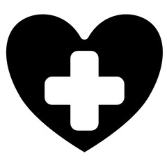Obraz premium Heart with a cross and a medical symbol in the center. Concept of love and care for others