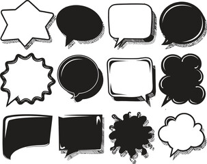 Set of comic speech bubbles. Cartoon vector illustration
