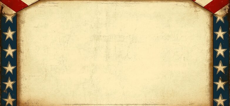 Vintage american flag background providing copy space. Empty vintage circus frame or poster