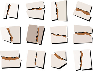Torn sheets of paper. Torn paper strips set. Vector illustration
