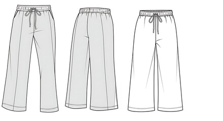 Drawstring Dreams: Three Pant Sketches