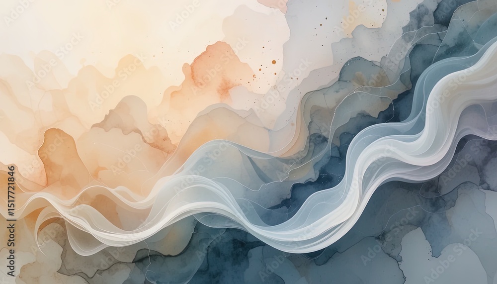 Poster abstract art design with flowing lines and layered colors.