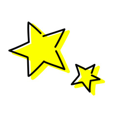 SNSやブログに使える、手描き風の蛍光黄色の星イラスト・ポップで元気なスター