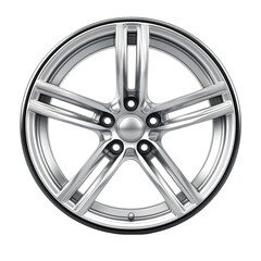 A gleaming five spoke car rim a symbol of speed and sophistication against on transparent background
