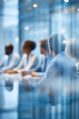 Professional corporate meeting room with business team for productive conference and collaboration