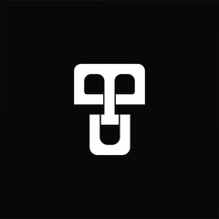 Black and white flat monogram logo featuring M, T, U letters, perfect for modern branding, corporate identity, tech firms, startups, and professional design use.