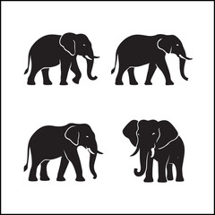 Fototapeta premium Elephants Silhouettes Icon Set