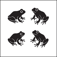 Frogs Silhouettes Icon Set