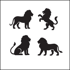 Lions Silhouettes Icon Set