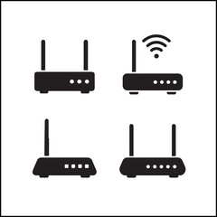 Fototapeta premium Modems Silhouettes Icon Set