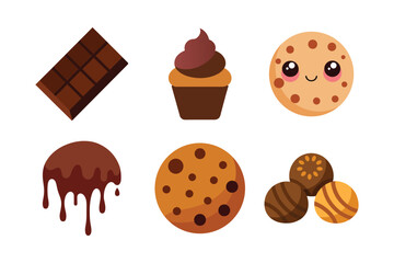 A set of chocolate dessert vector art illustration