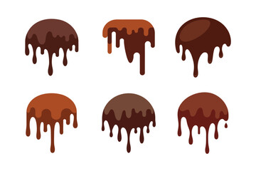 A set of chocolate drip vector art illustration