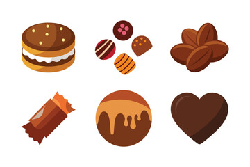 A set of Chocolate elements vector art illustration