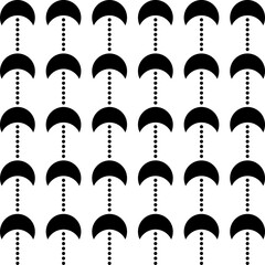 seamless pattern with black and white umbrella shape half moon with circles vector illustrations