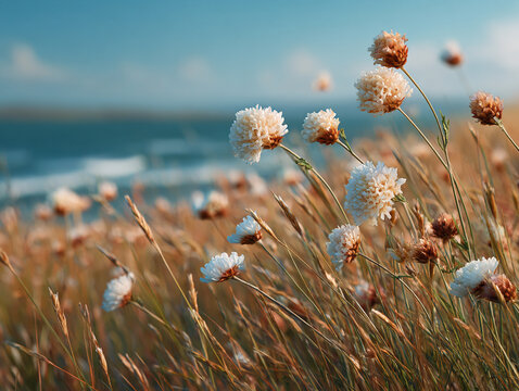 wild flowers near ocean