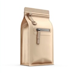 Beige, foil-lined, zip-top pouch