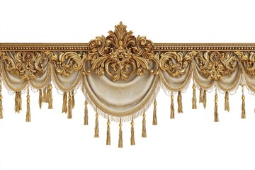 Ornate gold trim with cream fabric and tassels