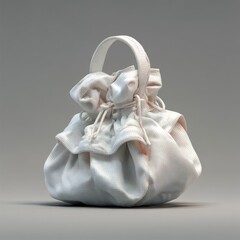 Cream-toned, draped bag with a ring handle