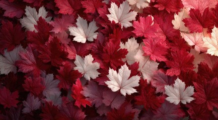 Red and white autumn leaves
