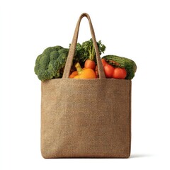 Recycled tote bag filled with fresh produce