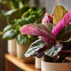 Close-up of vibrant houseplants