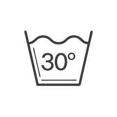 Laundry care icon with 30°C wash symbol for clothing care guides, textile product websites, garment maintenance blogs, laundry instruction materials and washing tutorials