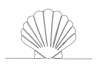 Elegant scallop shell in a flowing oneline drawing design for de