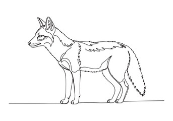 Obraz premium Elegant jackal illustration in a minimalist continuous line draw