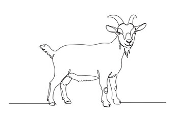 Elegant single line drawing of a Nigerian Dwarf goat in minimali