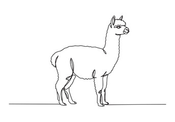 Elegant and Minimalist Alpaca Portrait in Continuous One-Line Dr
