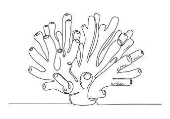 Elegant Staghorn Coral, A Modern Continuous Line Art Illustratio
