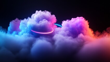 Abstract Neon Lights in Colorful Clouds