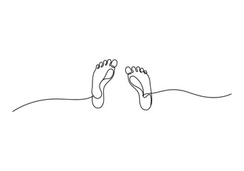 Minimalist Footsteps Illustration in Continuous Line Art on Whit