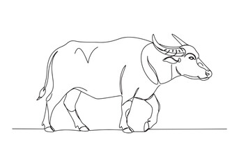 Fototapeta premium Elegant water buffalo artwork in continuous line style, minimali