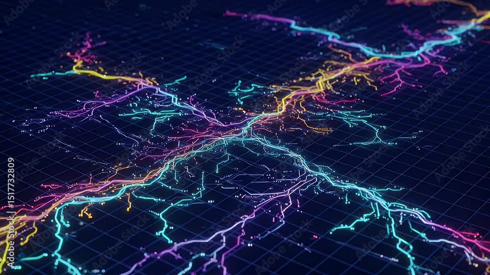 Poster abstract network of vibrant lines and points
