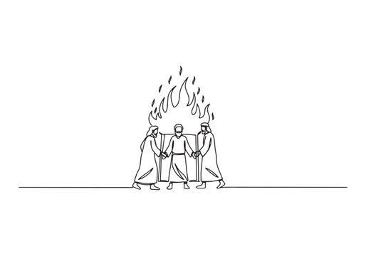 Continuous line drawing illustration of shadrach meshach and abe
