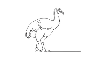 Elegant Moa Continuous Line Drawing, A Minimalist Avian Illustra