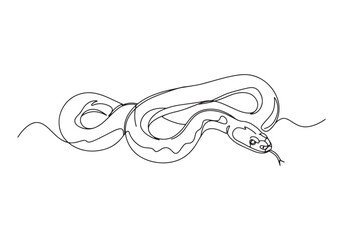 Elegant King Snake in Continuous Line Art, A Minimalist Illustra