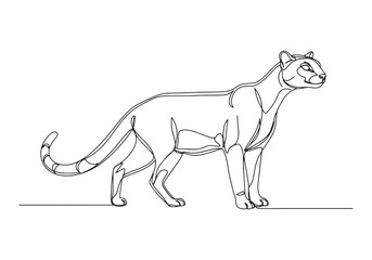 Fototapeta premium Continuous line drawing of a mountain lion wildlife illustration