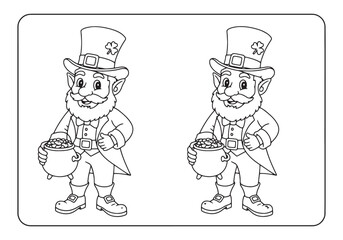Charming Leprechauns in a Coloring Book Page, Featuring Classic