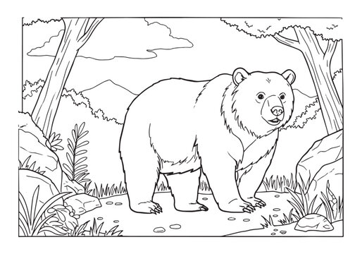 Detailed Short-Faced Bear Illustration for Coloring Book Enthusi