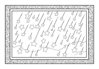 Obraz premium Stars gently raining coloring book drawing for creative design p