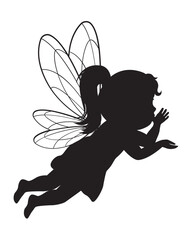 Silhouette of a Fairy with Wings